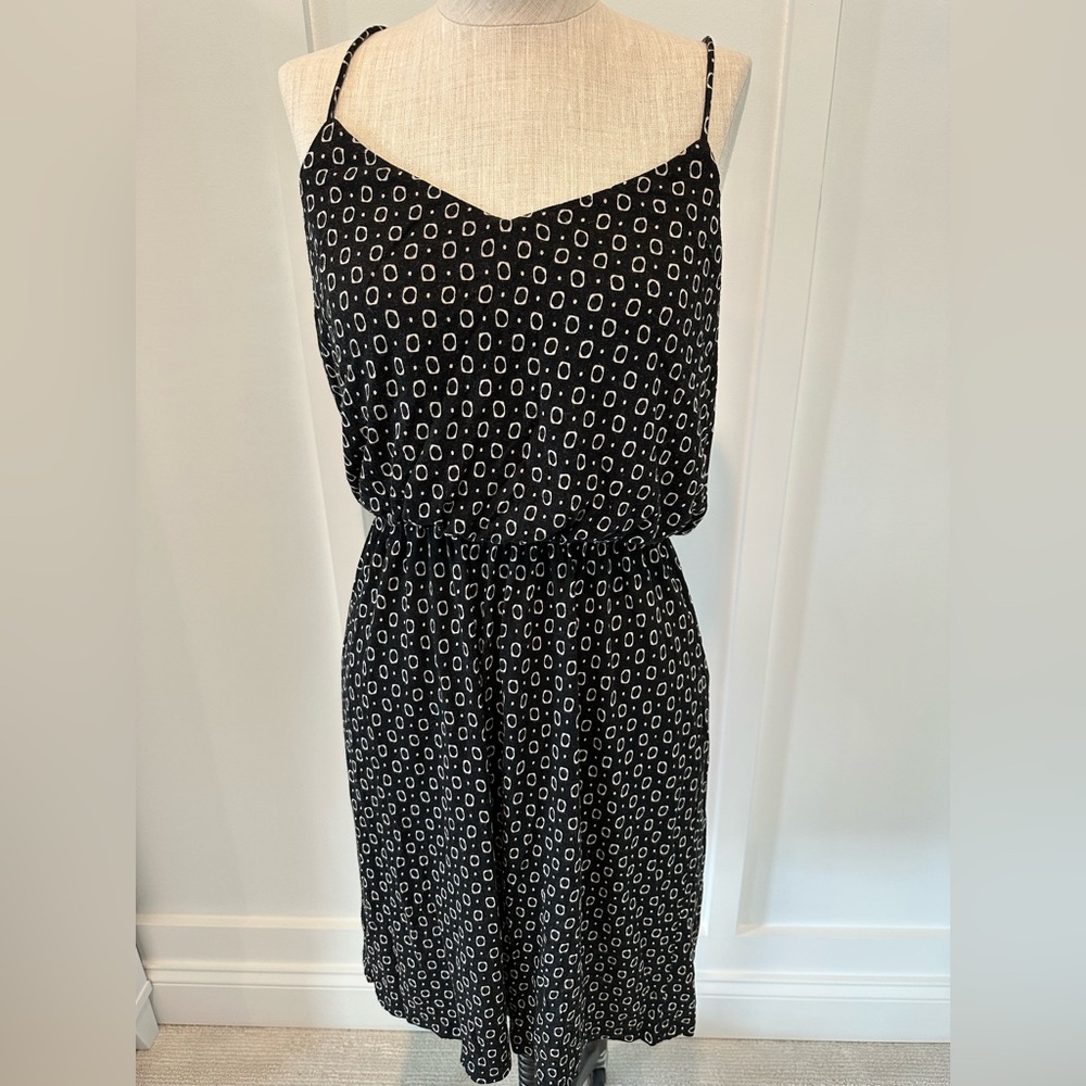 LOFT Black and White Spaghetti Strap Sundress